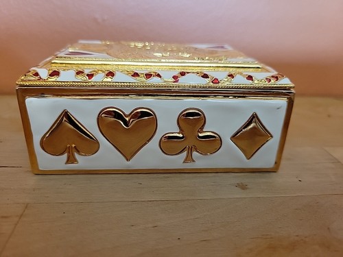 Edgar Berebi Queen Of Hearts Card Box Limited Edition Gold Plate Enamel READ - Picture 10 of 24
