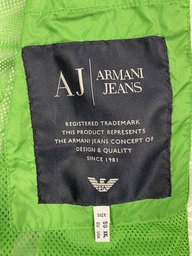 Armani Jeans Nylon Windbreaker Jacket Green Men’s Size Large Italian Designer - Picture 21 of 24