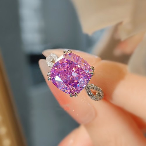 New 10mm ice Flower Cut Purple Kunzite Gemstone Charm Silver Women Girl Rings - Picture 3 of 6