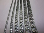 16"-84" 3/4/5/6/7/9/10/12 MM STAINLESS STEEL SILVER PLATED CUBAN CURB CHAIN