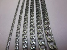 16"-84" 3/4/5/6/7/9/10/12 MM STAINLESS STEEL SILVER PLATED CUBAN CURB CHAIN