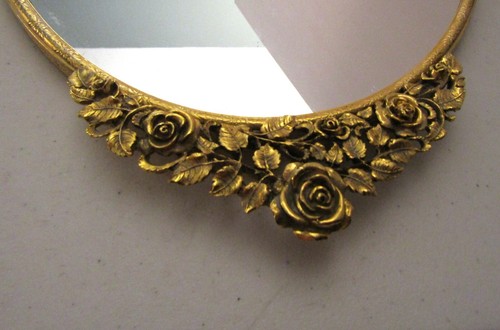 VTG. MATSON HOLLYWOOD REGENCY GOLD-PLATED VANITY MIRROR TRAY - MADE U.S.A. - Picture 2 of 5