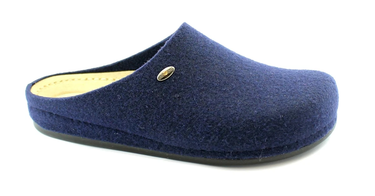 GRUNLAND Pantofola Da Uomo In Feltro Blu - Modello CB2209 - Taglia 43 EU - Calda E Confortevole
