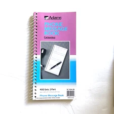 Adams Phone Call Message 300 Sets 2 Part Carbonless Spiral Bound Log Book