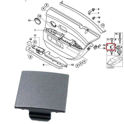 Door Flap Cover Kit in Grey Compatible with For BMW Models from 2002 2008 - Picture 7 of 12