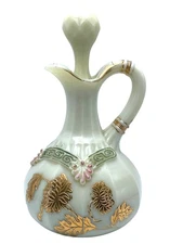Northwood Custard EAPG Pagoda Chrysanthemum Sprig Cruet Original Stopper 1899