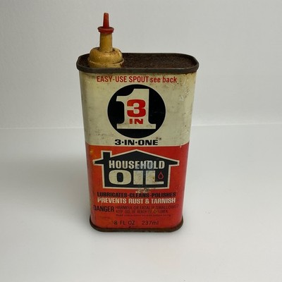 3 in 1 Household Oil Can Vintage w/ Side-Spout USA 8 oz , weighs 7.2 oz ...