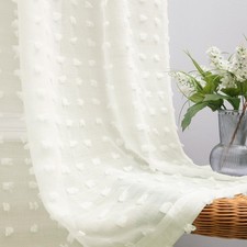 Farmhouse Curtains for Living Room Bedroom 84 Inches Long,Cream Sheer Curtains D