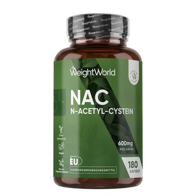WeightWorld NAC 600 mg N Acetyl Cystein 180 Kapseln 6 Monate vegan