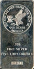5 oz Silver Bar .999 Tri-State Refining & Investment Co Vintage 5 Troy Oz
