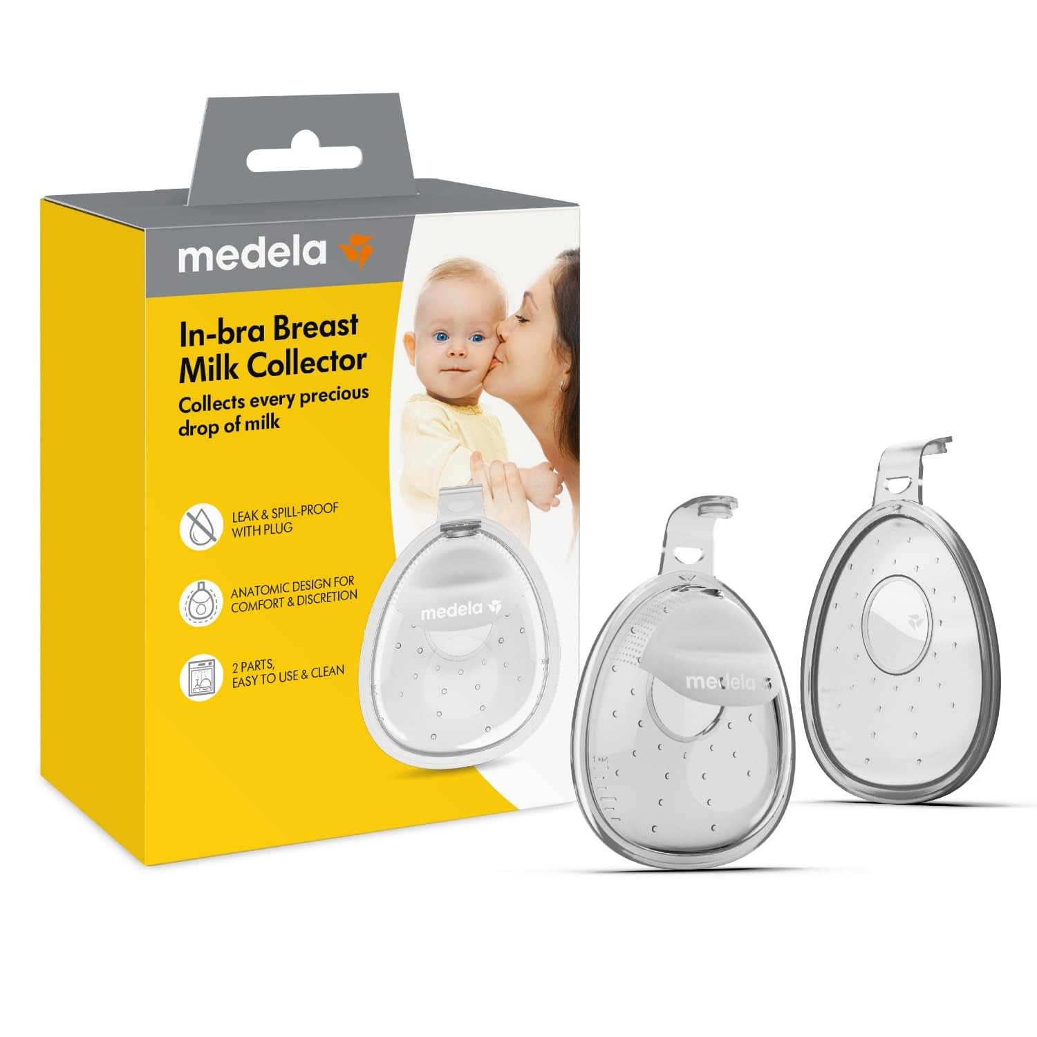 Medela in-Bra Breast Milk Collector, Passive Collection, Silicone, Clear Leak-P - Image 2