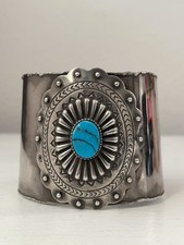 Rabat Jewelry Turquoise Cuff  Silver /pewter /dreams In Navajo Lands