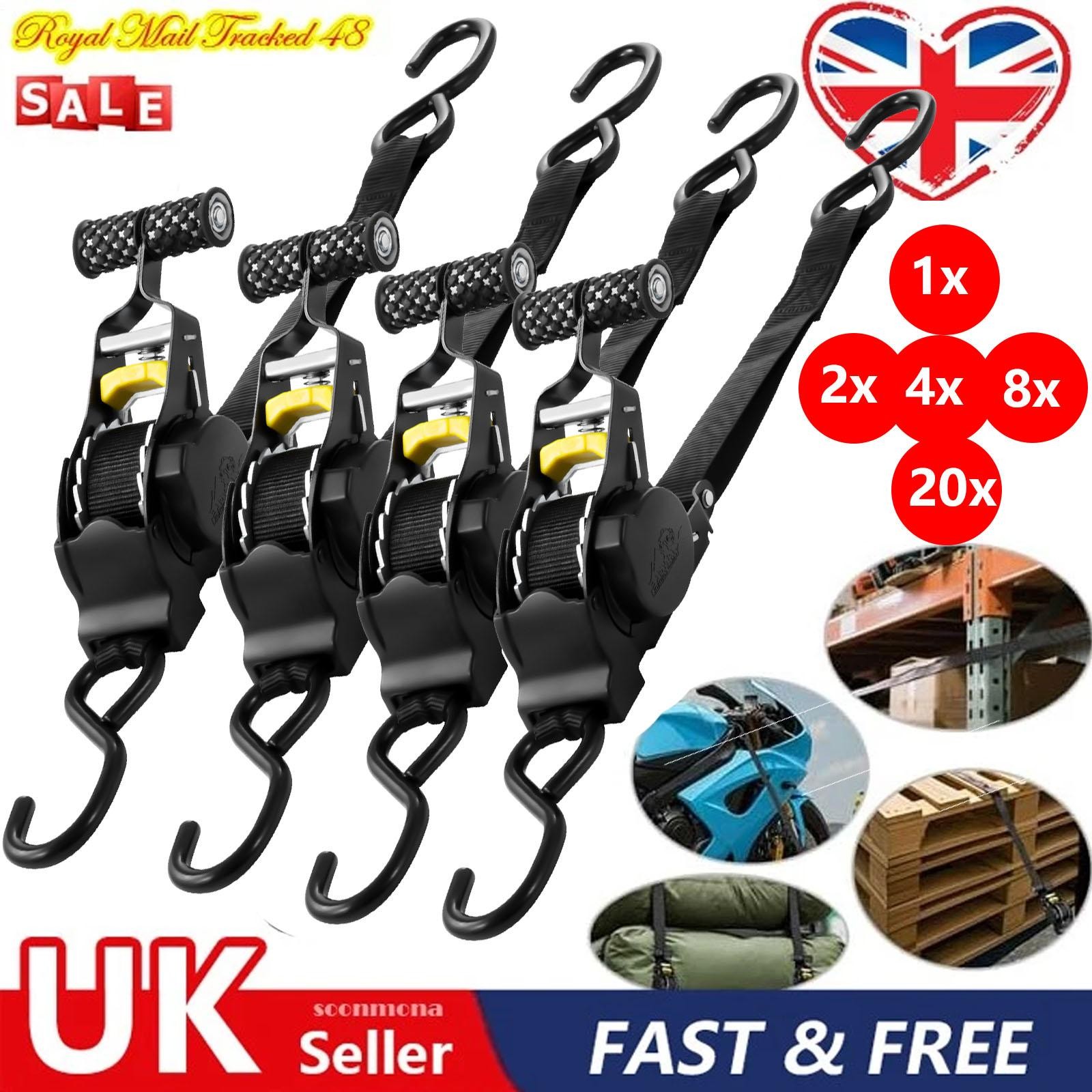 Automatic Retractable Ratchet Strap, Heavy Duty Car Trailer Tie Down Strap Black