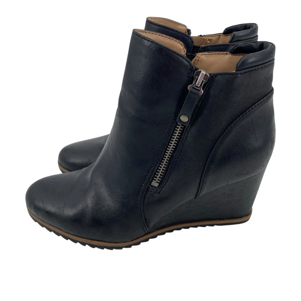 SOUL By Naturalizer Women's 8.5 Black Haley Side Zip Wedge Ankle Bootie Boots - Image 2 of 4