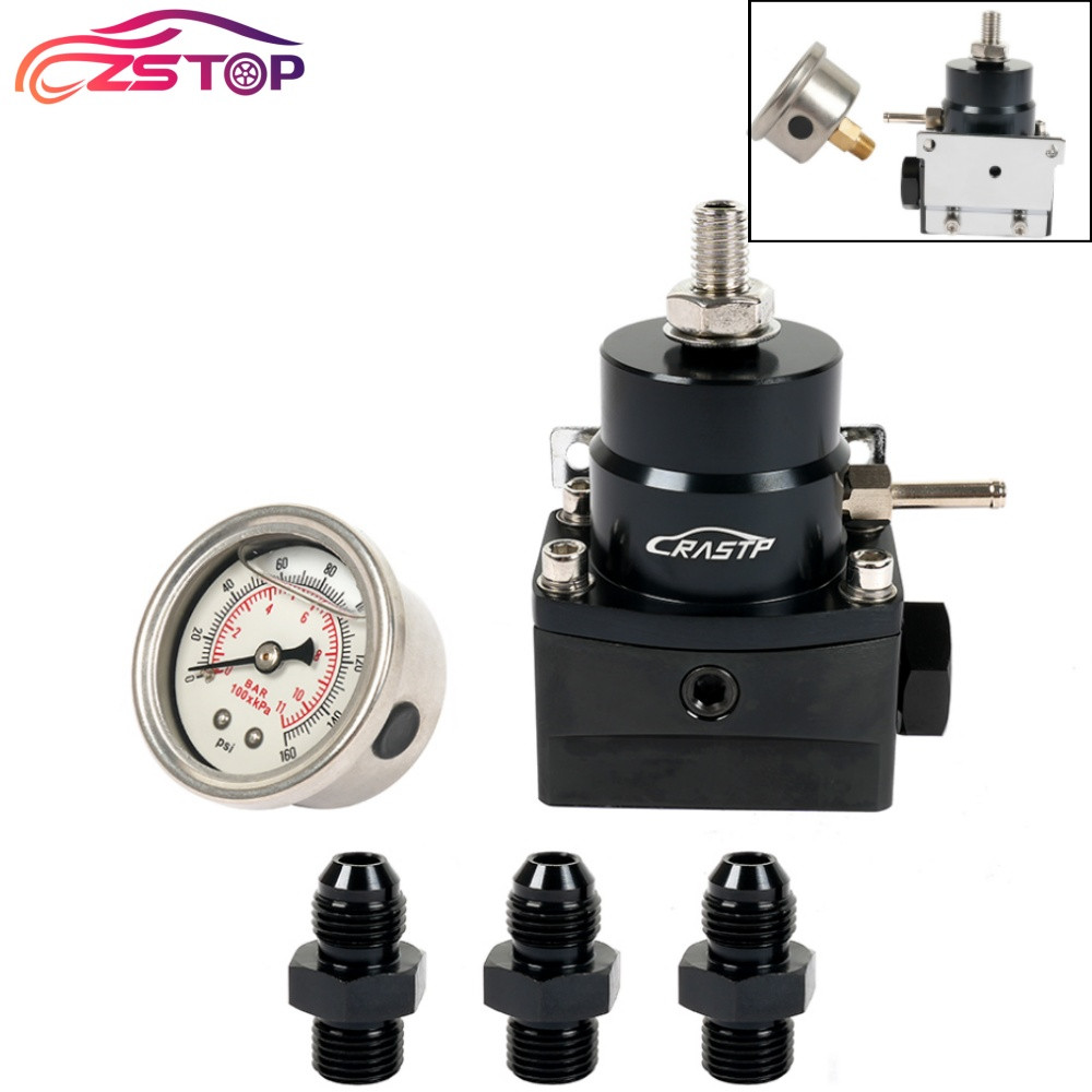 Universal Adjustable AN6 EFI Fuel Pressure Regulator Kit w/ Oil Gauge 0-160 PSI