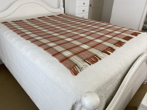Tessilechiti Italy Brown Plaid Check Fringe Throw Rug Blanket 160cm x 130cm - Picture 5 of 18