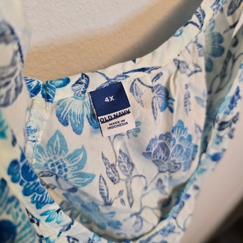 Old Navy Women's Blue Floral Pockets Cotton Swing Mini Dress Plus Size 4X - Picture 3 of 7