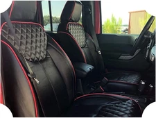 2013-2018 Fits JEEP WRANGLER UNLIMITED CUSTOM  SEAT COVERS BLACK & RED Piping