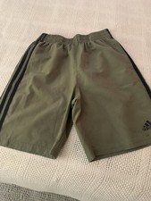 Adidas Green Elastic Waist Athletic Shorts-green Youth Large 14 