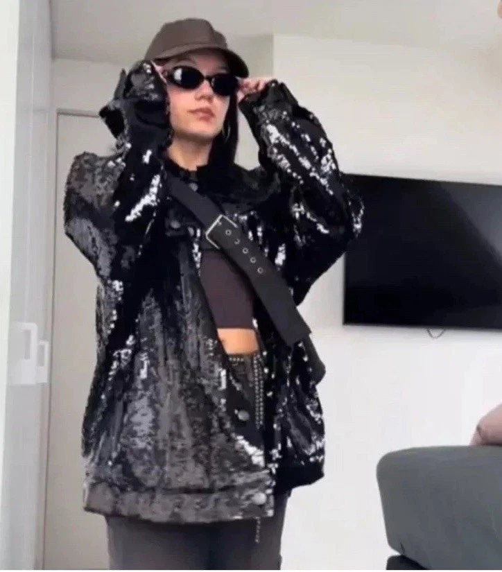 ZARA BNWT 2023. BLACK SEQUINNED STEVEN MEISEL JACKET POCKETS. 5344/952 - Image 2 of 4