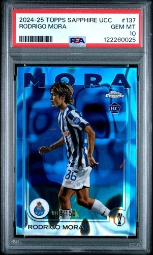 2024-25 TOPPS CHROME SAPPHIRE UEFA CLUB COMPETITIONS #137 RODRIGO MORA PSA 10