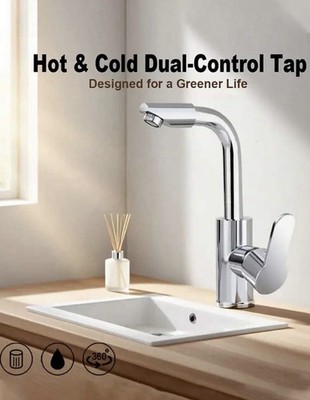 Chrome High-Arc 360° Rotating Kitchen Faucet Dual- 80Cm Intel  Single Hose