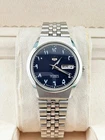Vintage Seiko 5 Black Arabic Dial Watch Men's Wristwatch