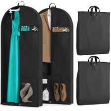 2 Pack Heavy Duty Garment Bags for Travel Suit 2Pack 43"-2 Mesh Pockets Black