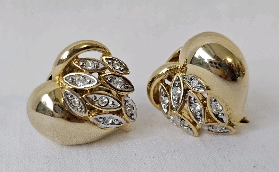 Soleil Ohrclips / Clips Herz Swarovski hochw. Vergoldeter Ohrschmuck Modeschmuck - Bild 2 von 4