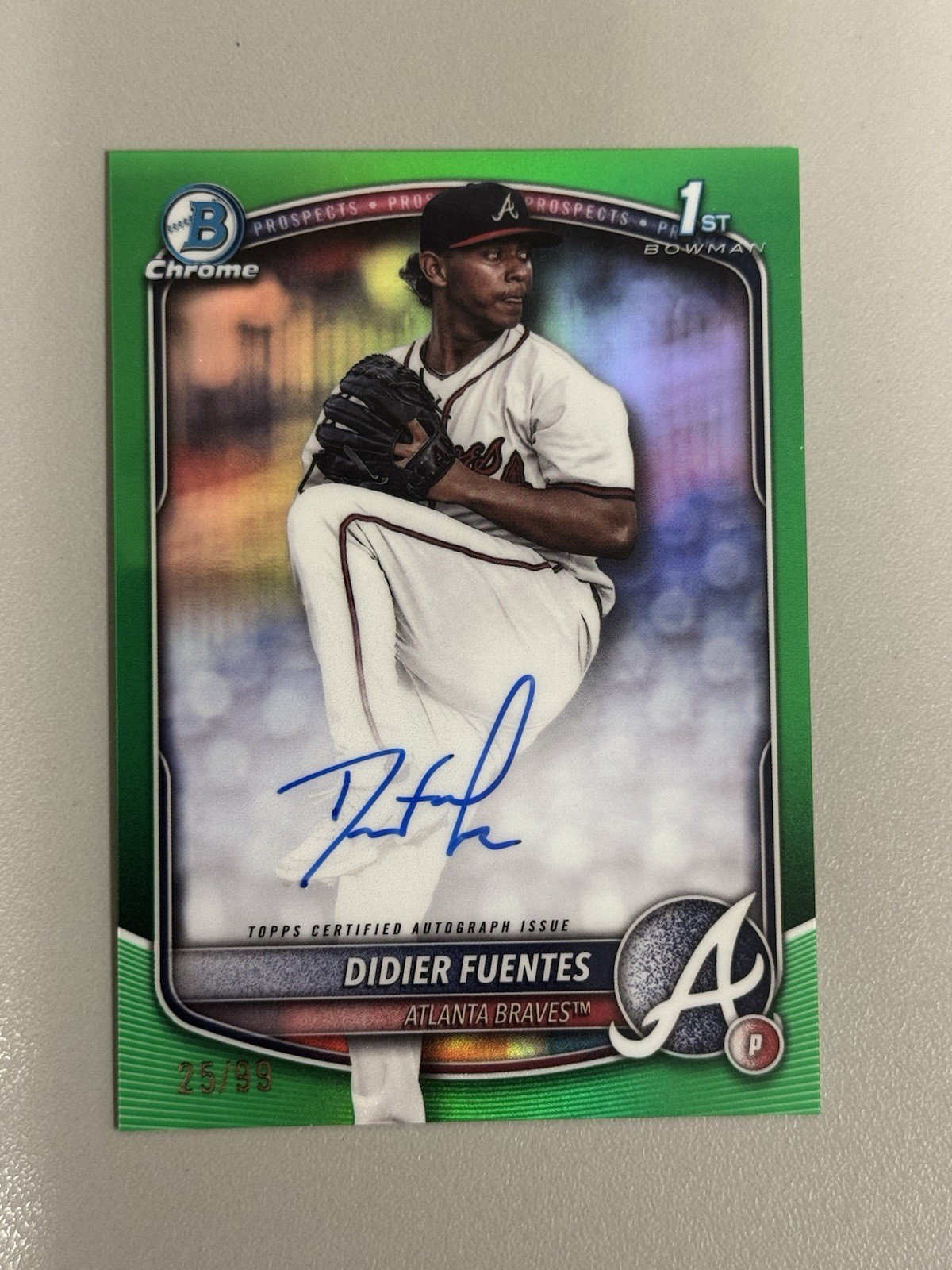 2025 Bowman Chrome Didier Fuentes Auto /99 True Green Refractor 1st Bowman