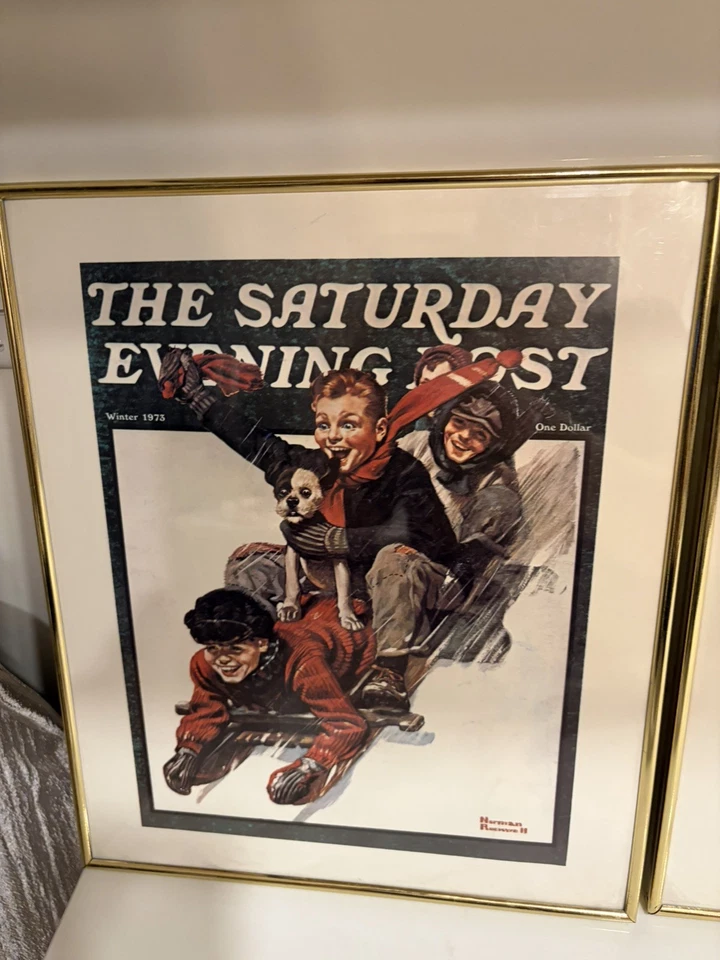 3 estampas emolduradas vintage dos anos 80 12”x10” pelo ilustrador Norman Rockwell - Imagem 2 de 4