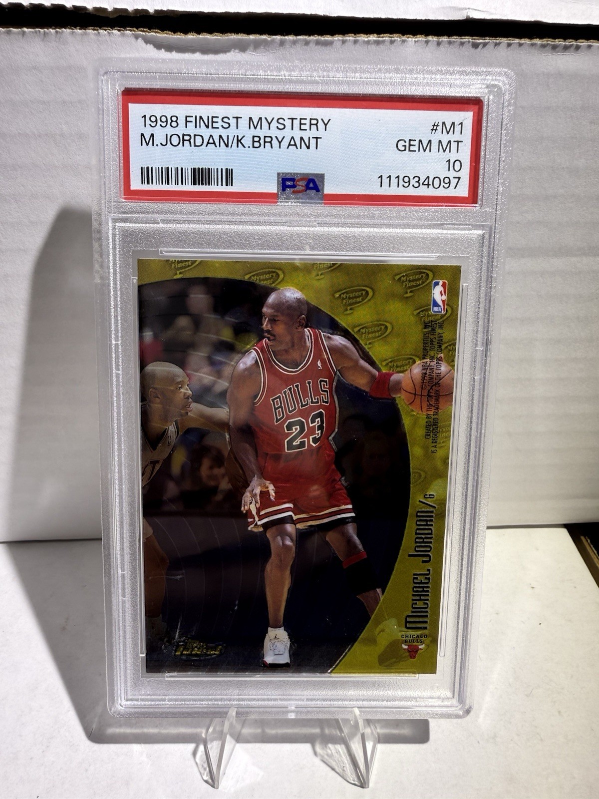 1998 Finest Mystery Basketball Michael Jordan & Kobe Bryant #M1 PSA 10 GEM MINT