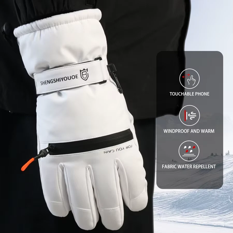 Guantes de Esquí Impermeables Y Corta Viento Unisex, Calientes Y Gruesos, Pad - Imagen 4 de 4
