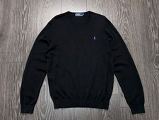 Mens Polo Ralph Lauren Black Cotton Sweater Jumper Pullover Classic Size L