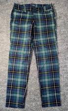 NWOT Old Navy 2015 Mid Rise Pixie Blue Green Plaid Pants Women's Size 4