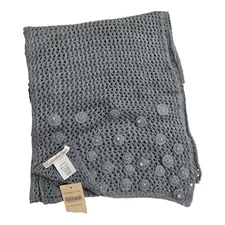 Coldwater Creek Pearly Bead Scarf NWT Open Knit Pearl Accent Boho Rectangle