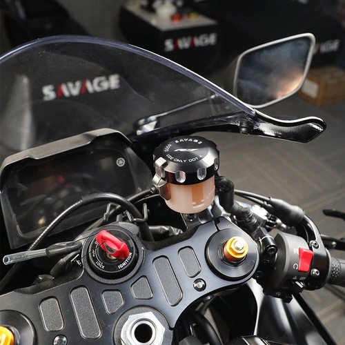 Black CNC Front Rear Fluid Brake Reservoir Cover Cap For YAMAHA YZF R7 2021-2024 - Picture 2 of 14