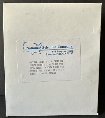National Scientific Clear I-D Screw Thread 4.0ml-15x45mm Vial C4015-11W 100Pk