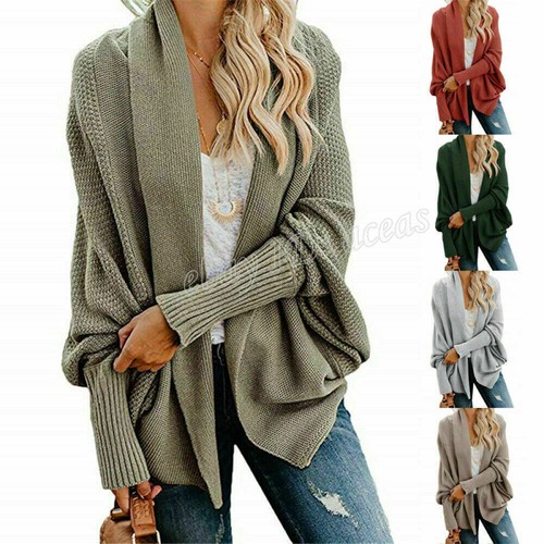 Womens Open Front Kimono Batwing Cable 