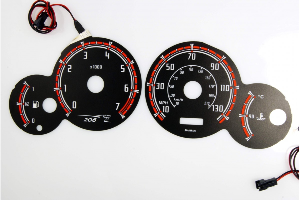 Peugeot 206 design 1 glow gauge plasma dials tachoscheibe
