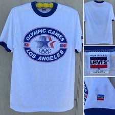 Levis Vintage Olympic Games 1984 Los Angeles Ringer Tee T Shirt Made In USA M