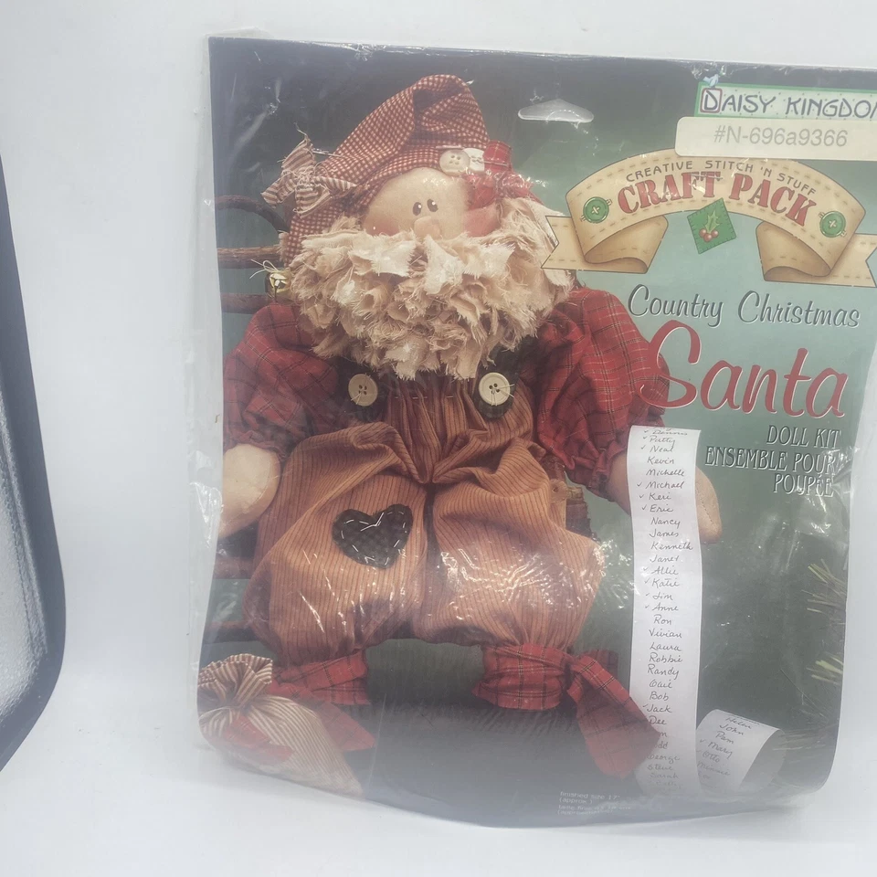 Santa Country Doll Daisy Kingdom Craft Pack Stitch N Stuff Fabric Panel NIP - Image 4 of 4