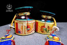 Handmade Premium Black Sandan Wood Gilded Copper Damaru Ritual Item