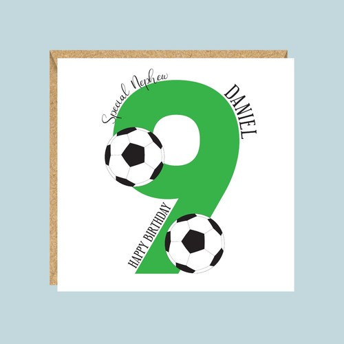 Tarjeta de cumpleaños de fútbol personalizada para niños, 6º, 7º, 8º, 9º, 10º, 11º, 12º - Imagen 3 de 4