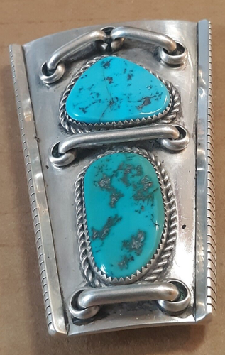 Navajo Lag-Zun Leonard Paquin Signed Solid Sterling Silver & Turquoise Bolo - Picture 5 of 16