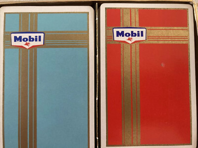 Rare Colors Vintage Double Deck Set of Mobil Oil Pegasus Playing