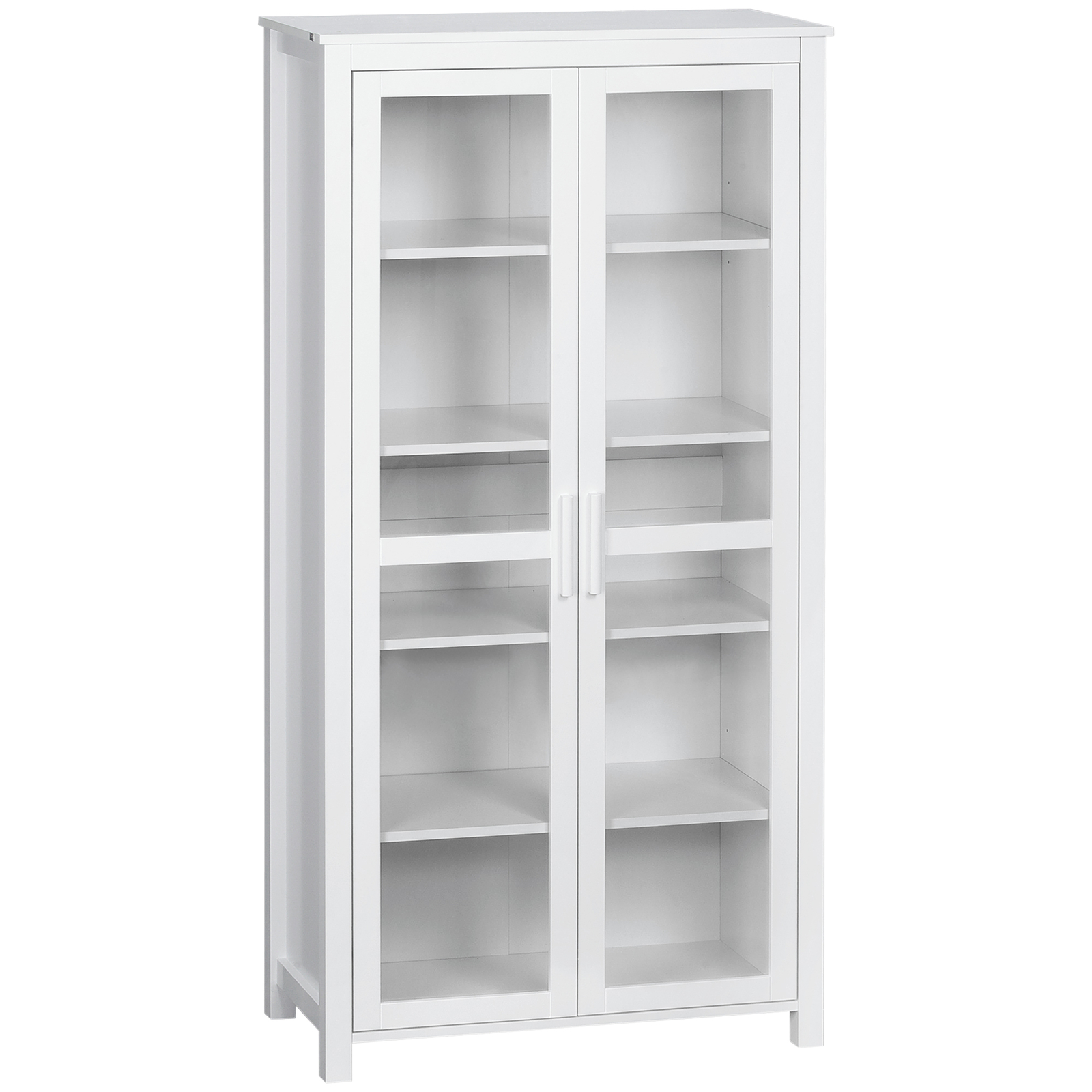 Modern Kitchen Pantry, 5-tier Storage Cabinet w/ Adjustable Shelves, White