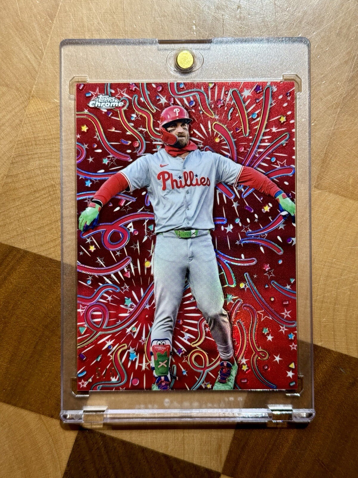 2024 Topps Chrome Update Bryce Harper Celebracion Red Refractor 5/5 Phillies