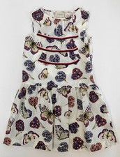 Gucci Kid's Ivory Pearl Floral Butterfly Magnolia Sleeveless Dress S 501282 9214