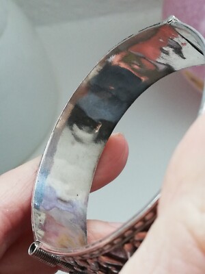 Bracelet Jonc Ancien Berbère En Argent Massif Poinçonné - Bijou Ethnique Vintage